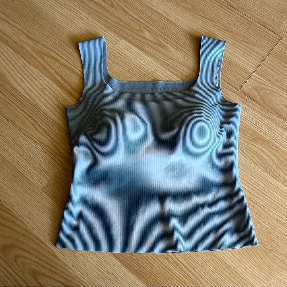 HYZ Light Blue Seamless Ribbed Square Neck Padded Top Large